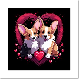 Corgi Couple Valentine Posters and Art